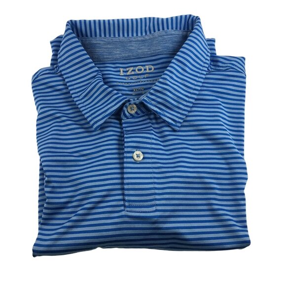 IZOD GOLF STRETCH BLUE STRIPED POLO SHIRT MENS SIZE XL - Picture 3 of 4